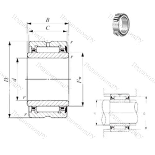 Подшипник игольчатый радиальный NA 49/22U