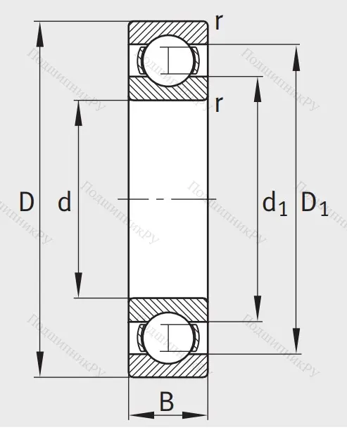 Однорядный шариковый подшипник 16024