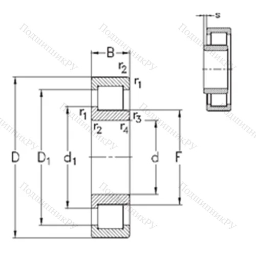 Подшипник роликовый радиальный NJ 2232-E-M 6
