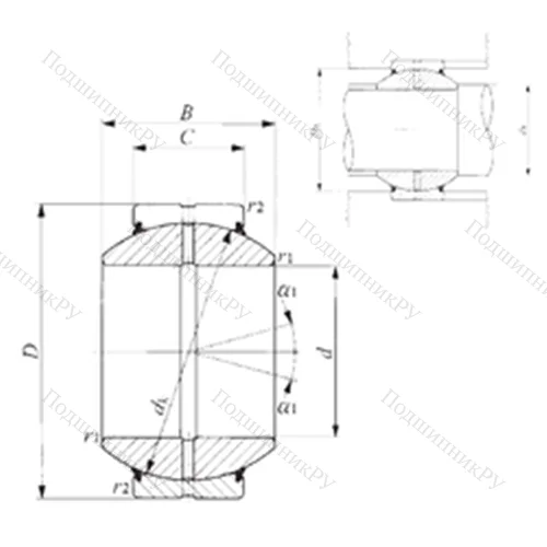 Подшипник скольжения сферический GE 45GS-2RS