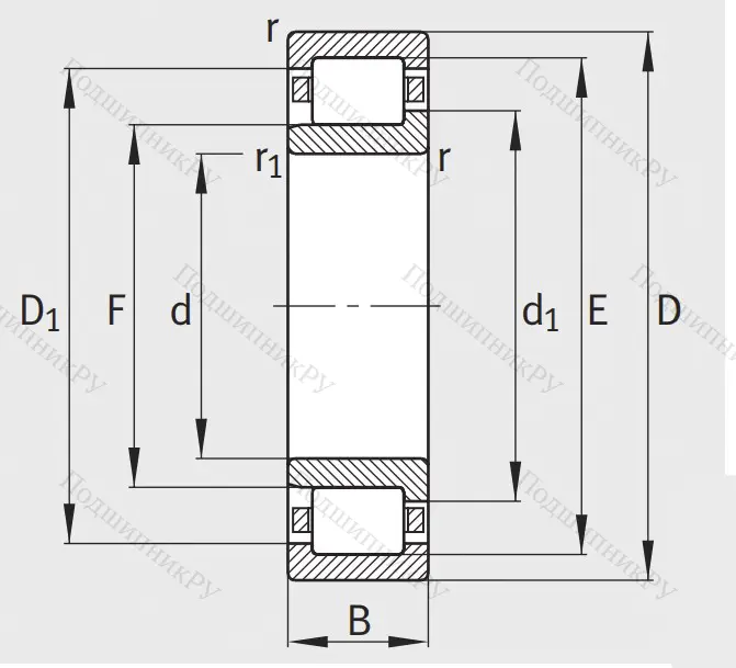 Роликовый цилиндрический подшипник NJ 2205 E XL TVP 2