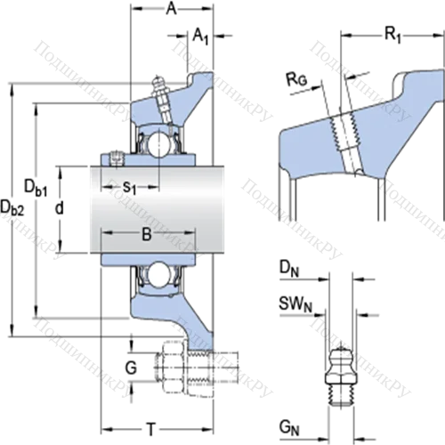 Фланцевые подшипниковые узлы типа Y (корпус типа Y-TECH, квадратный фланец, крепление стопорными винтами) FY 1.15/16 TF