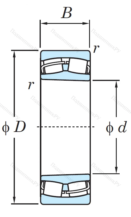 Сферический роликовый подшипник с конической посадкой на вал 22216 RZKW 33 C 3
