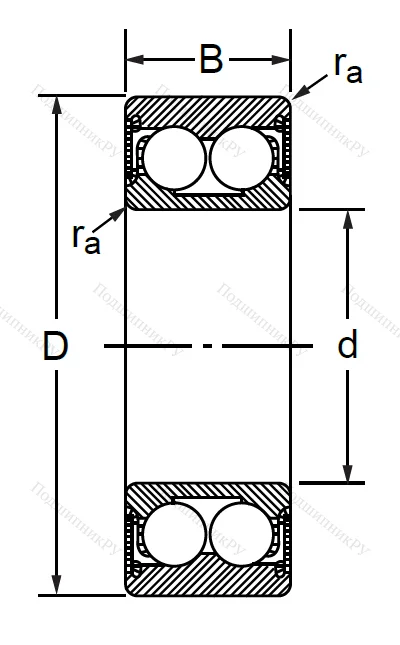 Радиально-упорный шариковый подшипник 3056312 2RS (3312 A 2RSTN)