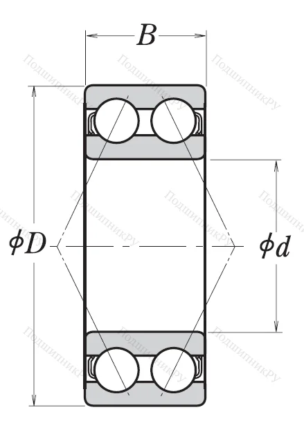 Двухрядный шариковый подшипник 3206 B 2RSRTNG