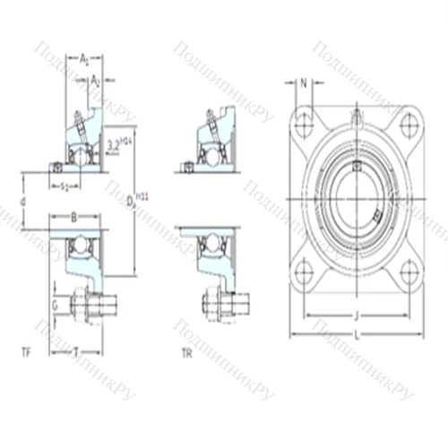 Подшипниковый узел шариковый радиальный FY 35 TR