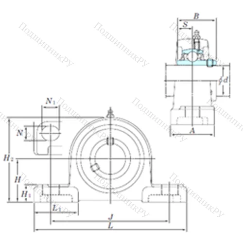 Подшипниковый узел шариковый радиальный UCP 207-22SC