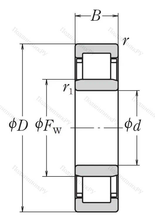 Роликовый цилиндрический подшипник NU 205 EW C 3