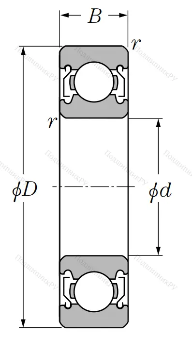 Однорядный шариковый подшипник 6222 ZZ C 3