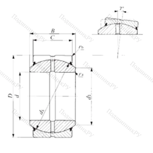 Подшипник скольжения сферический SBB 40-2RS