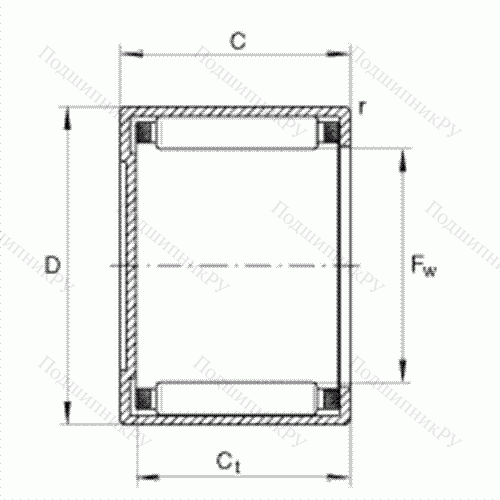 Подшипник роликовый игольчатый с одним наружным штампованным кольцом, закрытым с одной стороны BK 0306-TV