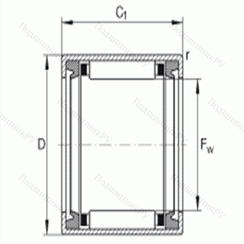 Подшипник роликовый игольчатый с одним наружным штампованным кольцом HK 1516-2RS